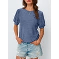 thumbnail image 6 of Women'S Tops Sweater Long Tunic Dressy Casual Blouses Business Cute Trendy Short Sleeve Shirt Blue M, 6 of 9
