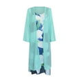 thumbnail image 5 of Plus Size  women dress Women Floral Print Sleeveles Dress Solid Chiffon Two-Piece Set Light blue 10(XL), 5 of 9