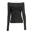 thumbnail image 3 of Women's Fashion Off Shoulder Long Sleeve Tees Slim Fit Stretchy Top - Solid Color, Backless, Perfect for Spring, Fall and Various Occasions, 3 of 4
