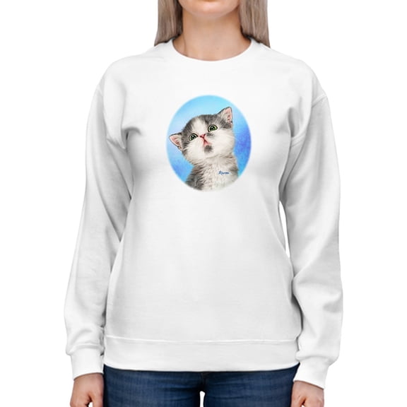 Focused Cat Sweatshirt Women -Kayomi Harai Designs, Female Small