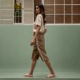 thumbnail image 4 of Tumotour Linen Shorts For Women Running Workout Gym Short High Waisted With Pocket Half Shorts Pants Drawstring Side Pockets For Casual Wear, 4 of 9