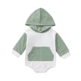 thumbnail image 1 of Gibobby Mameluco polar con capucha de Color de retazos de manga larga para niños y niñas, monos de sudadera para recién nacidos con bolsillo(Blanco, 3-6 Meses), 1 of 5