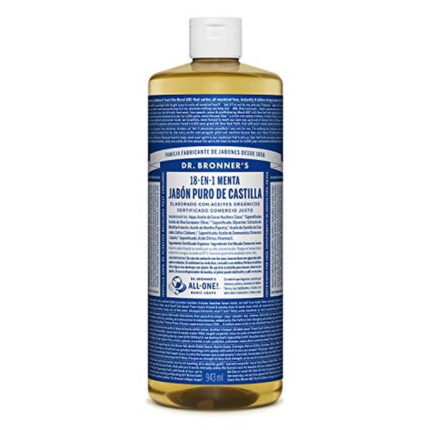 Jabón de Castilla Orgánico Dr. Bronner's Menta Aromatizado Biodegradable para Todo el Cuerpo