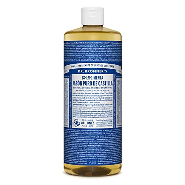 Jabón de Castilla Orgánico Dr. Bronner's Menta Aromatizado Biodegradable para Todo el Cuerpo