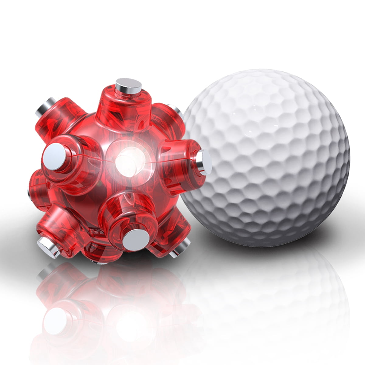 STKR Concepts Magnetic Light Mine Hands - Free LED Task Light- Flashlight - 3 - Pack, Red, LR44