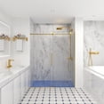 thumbnail image 4 of Frameless Shower Door, 56-60" W x 74" H Sliding Shower Door with 5/16" (8mm) Clear Tempered Glass, Soft-Closing, Brushed Gold, 4 of 12