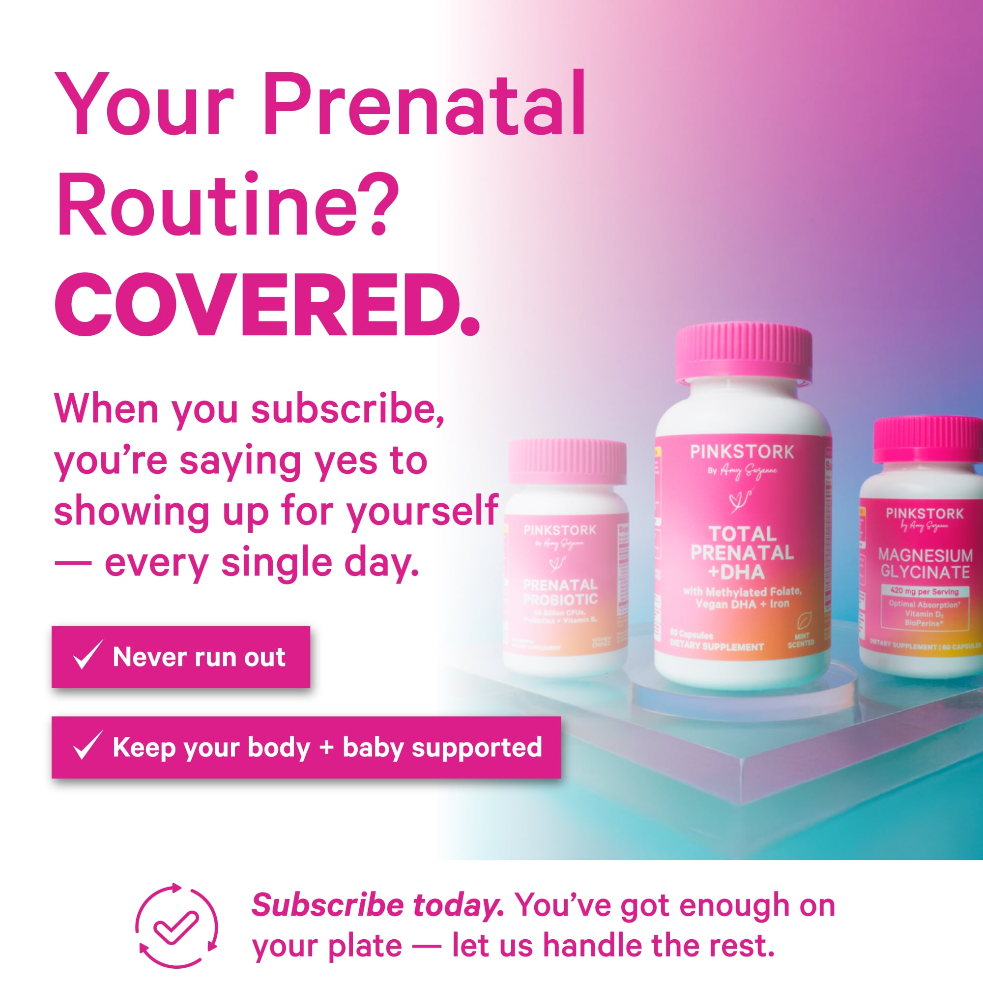 Pink Stork Prenatal Probiotics for Pregnancy, Digestive and Immune Support with Prebiotics & B6, 30 Servings