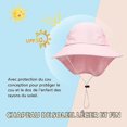 thumbnail image 4 of Sombrero de sol CHAO rosa para niña y niño gorro de cuello protección infantil sombrero de cubo transpirable sombrero de playa sombrero de verano, 4 of 5