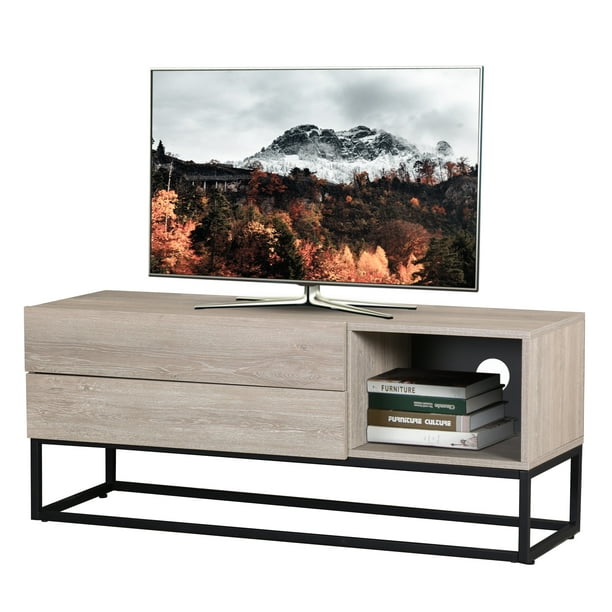 Bonzy Home Small Modern TV Stand for 50 inch TVs with 2 Drawer