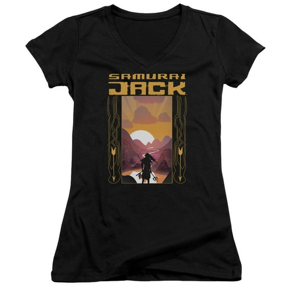 Samurai Jack Sunrise Junior Women's T-Shirt V-Neck Black