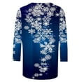 thumbnail image 5 of Christmas Shirts for Women Sale Snowflakes Graphic Crewneck 3/4 Length Sleeve Womens Tops Trendy Casual Plus Size Print Fall Tops Basic Winter T-shirt Blouses Pullover Blue qILAKOG Size XXL, 5 of 5