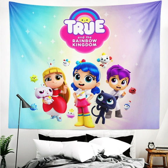 True and The Rainbow Kingdom Tapestry Wall Hanging for Kids Bedroom 70''x59''