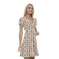 thumbnail image 1 of Women’s A Line Skull Summer Dress, Retro Triangle Arrangement, Cross Wrap V Neck, 6 Sizes, by Ambesonne, 1 of 2