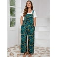 thumbnail image 6 of SHOWMALL Women’s Plus Jumpsuits Summer Boho Casual Wide Leg Overalls Green Field 3X Floral Print Baggy Rompers with Pocket, 6 of 7