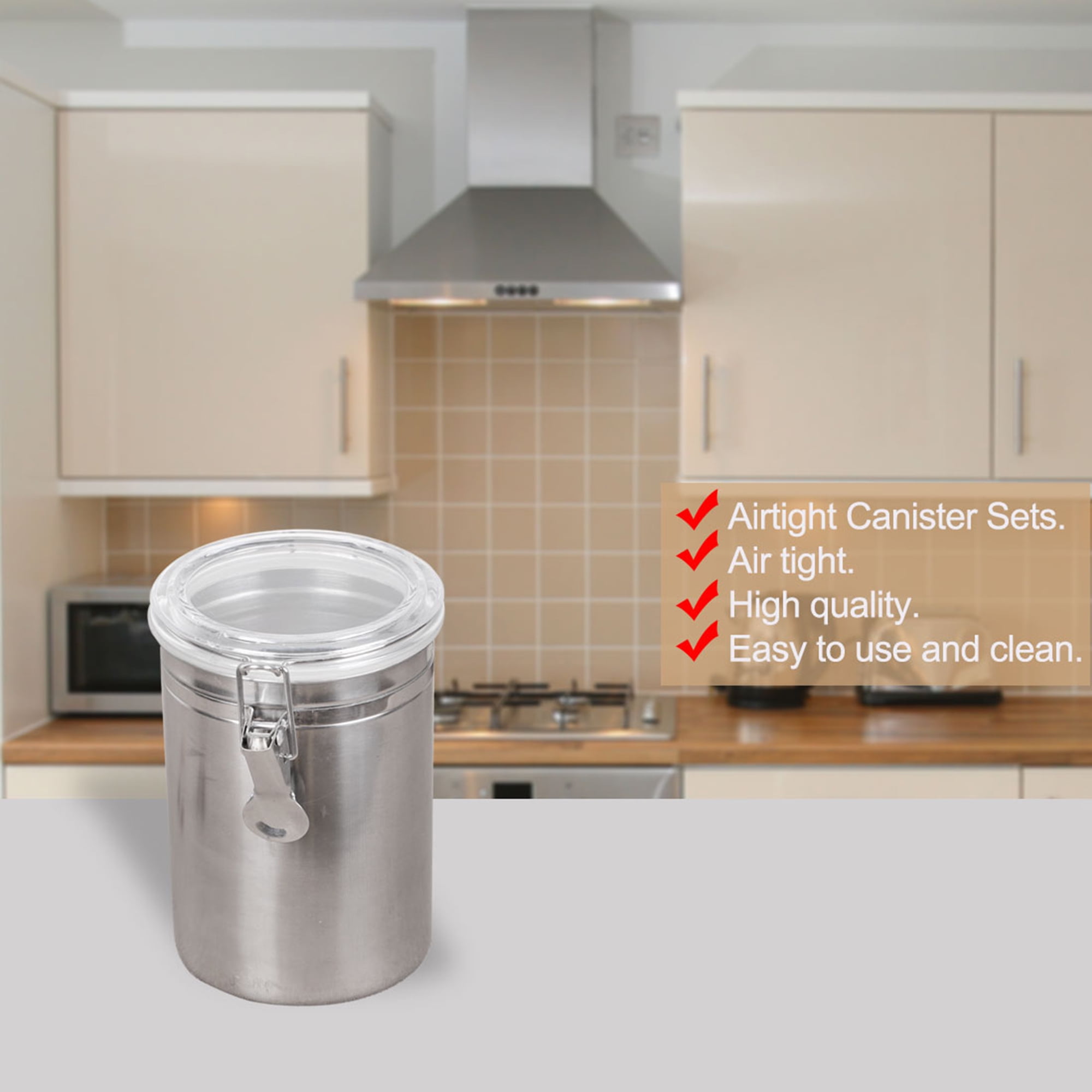 Unique Bargains Stainless Steel Airtight Canister Food Bins Container