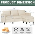 thumbnail image 6 of Walsunny Convertible L Shaped Sleeper Sectional Sofa Couch 3 Seat Sofa with Reversible Chaise for Living Room Apartment and Small Space, Beige, 6 of 7