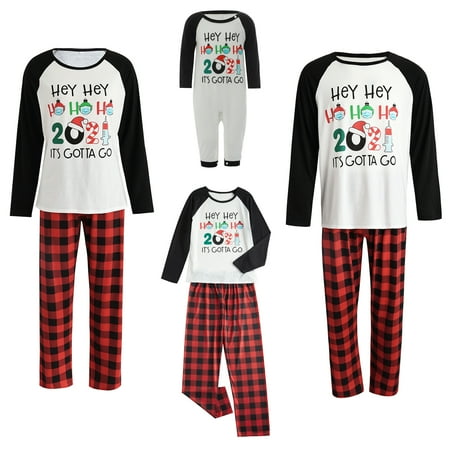 

JBEELATE Family Pajamas Matching Sets Christmas Letter Plaid Sleepwear for Baby Adults and Kids Holiday PJS Set