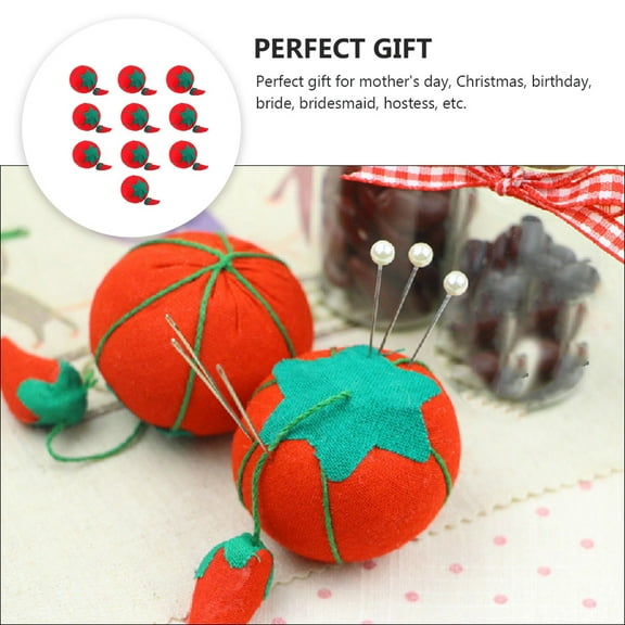 Raindrops Red Pin Cushion Set 10Pcs with PP Cotton Filling for Sewing and Fashion Design Accessories
