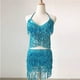 thumbnail image 3 of Conjunto de traje de danza del vientre con lentejuelas para mujer - Chaleco + falda, poliéster/lentejuelas, talla única - Con borlas/ropa de fiesta, 3 of 3