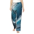 thumbnail image 2 of Picia Ice Blue Ocean Cute Dolphin A Womens Soft Woven Cotton Elastic Waistband Sleep Pajama Pant Lounge Sleep Pant With Pockets And Drawstring-XX-Large, 2 of 9