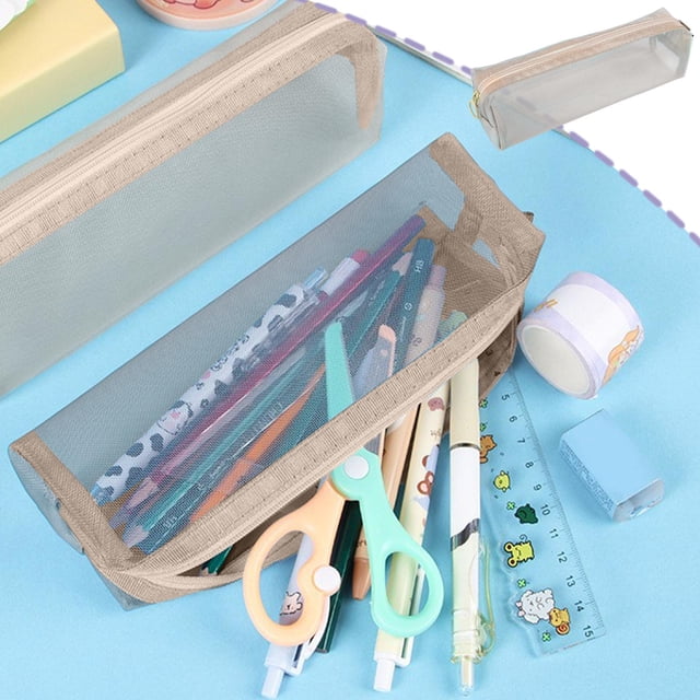 EGNMCR Organisation et Rangement, Bacs de Rangement, Conteneurs de Rangement Étudiant Simple Couche Maille Pencil Case Portable Grande Capacité Résistant aux Taches Pochette de Rangement Rectangulaire Maille cases