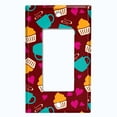 thumbnail image 2 of Metal Light Switch Wall Plate Outlet Cover (Coffee Espresso Mocha Cup Heart Cupcake Pattern Maroon - Single Rocker), 2 of 2
