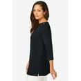 thumbnail image 3 of Jessica London Women's Plus Size Boatneck Tunic Top 3/4 Sleeve Shirt  Loose Fit, 3 of 5