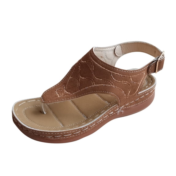 asdoklhq Sandals for Women Clearance Under $10,Women's Wedge Heel Flip Flops Multicolor Embroidered Sandals Slippers