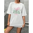 thumbnail image 4 of Tequila Margarita Lover Shirt 'Save Water Drink Margs' Loose And Oversized Printed Summer Short Sleeve Round Neck Women's Top T-Shirt Graphic Tees Women Tops, 4 of 6
