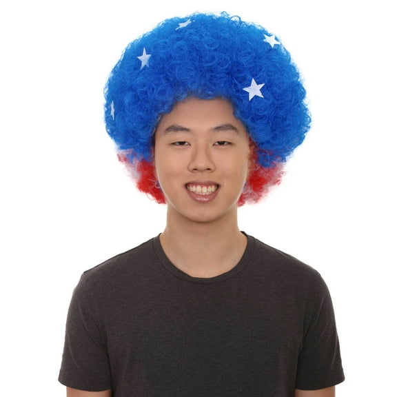 HPO Adult Unisex United States Sport Halloween Fun Wig | Multicolor Patriotic Wig