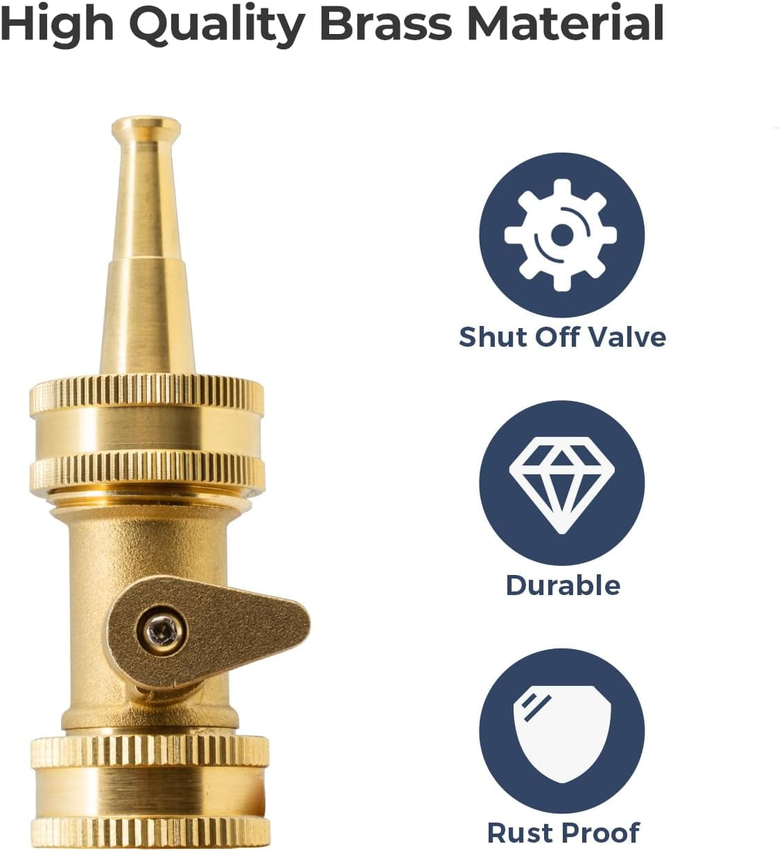 FANHAO Brass Hose Nozzle, 3/4 in GHT High Pressure Garden Water Hose Jet Nozzle with Shut Off Valve for Outdoor Garden,Car Wash, 2 Set