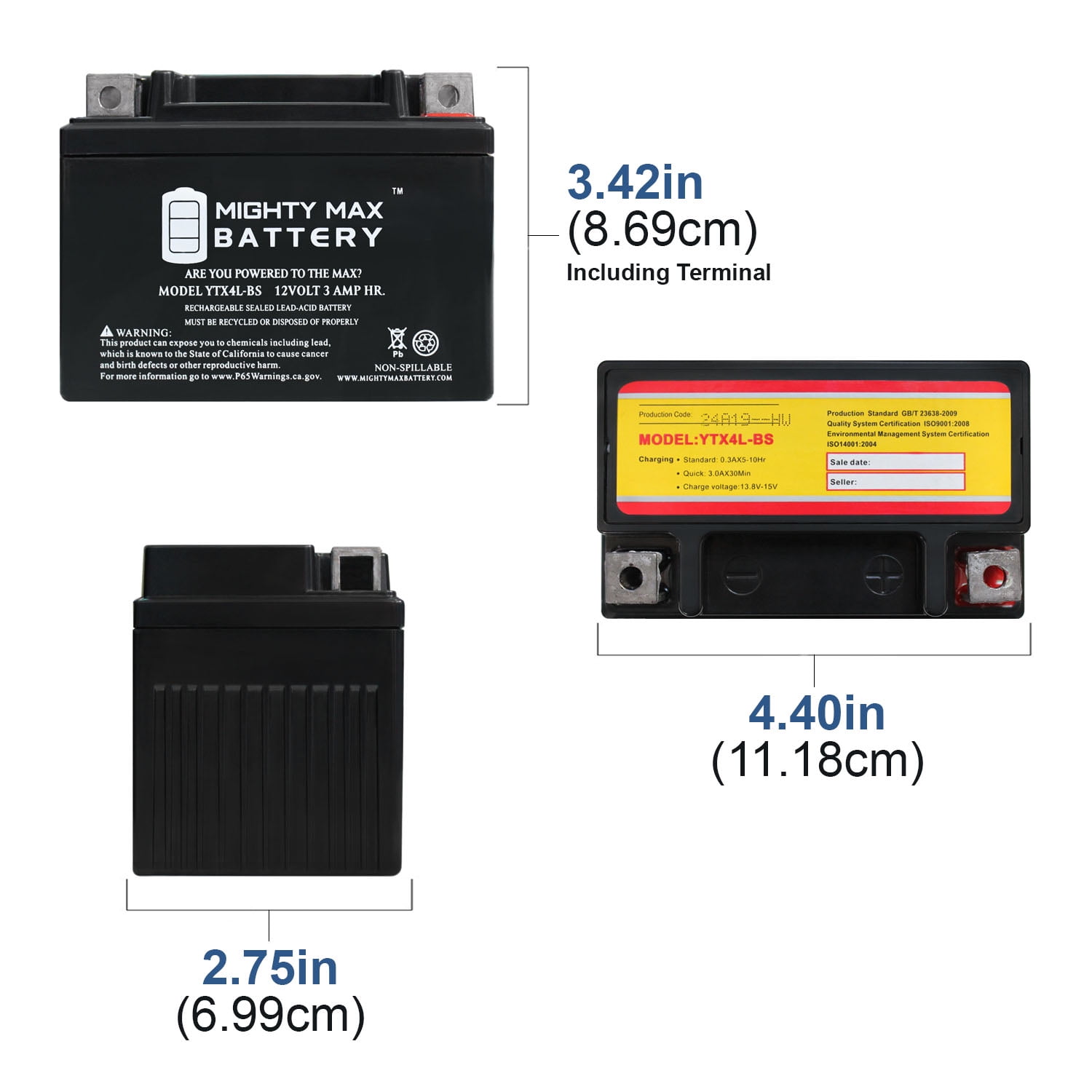 PowerStar PM4L-BS YT-4LBS Replacement SLA Battery 4LBS 