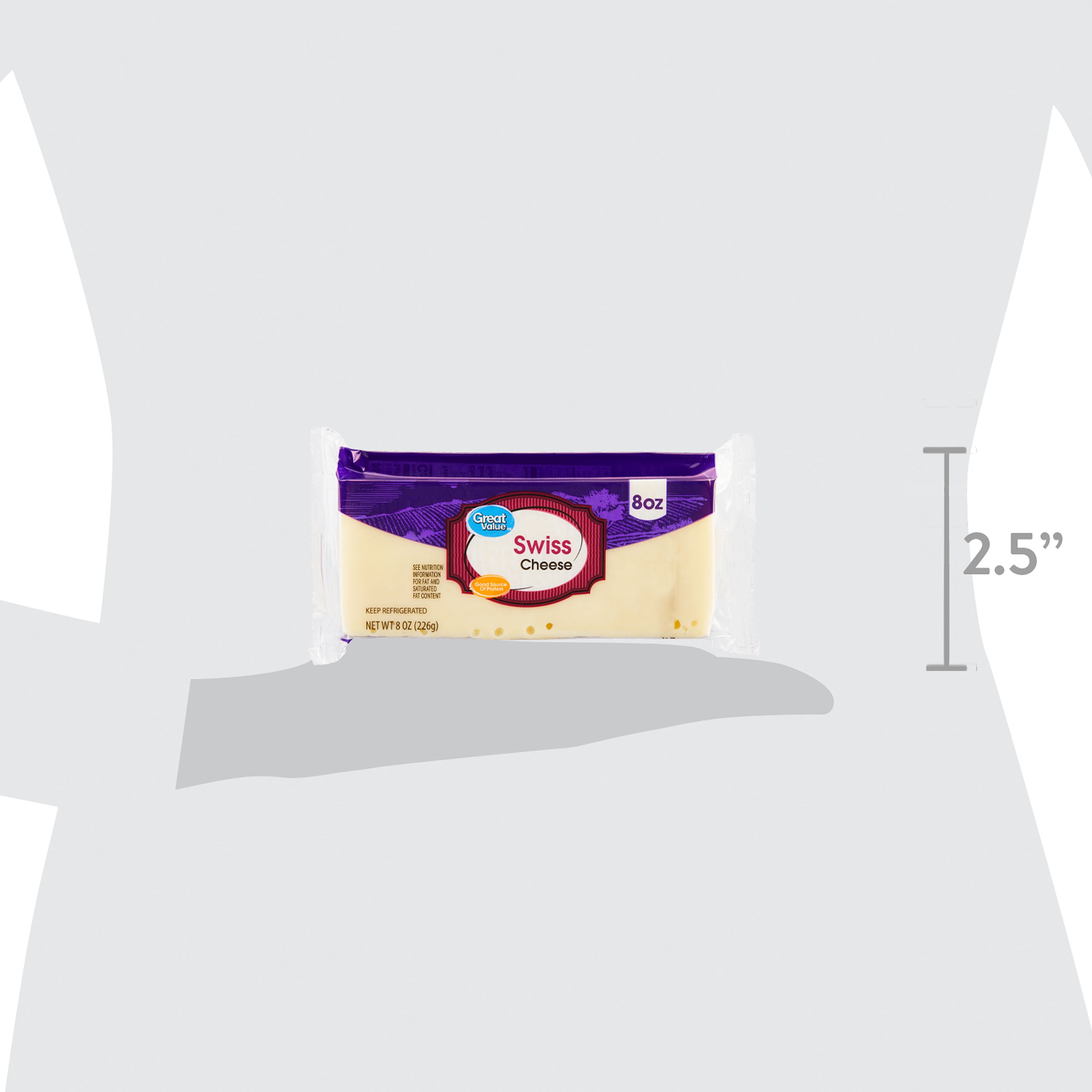Great Value Swiss Block Cheese, 8 oz Chunk