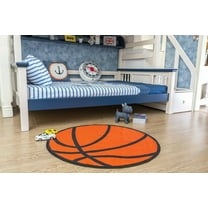 Furnish My Place 725 Basketball 2'2" Round Basketball Shaped Rug for Kids Play Area, Anti Skid Rubber Backing, Multicolor