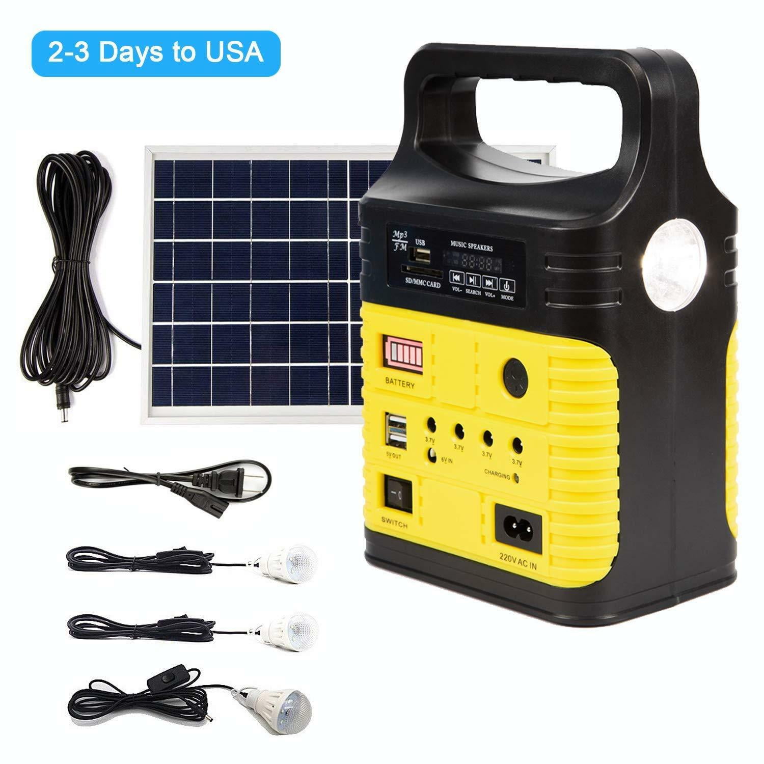 Camping Lights Solar Panels 42Wh for Outdoor travel Flashlights Green Retro Style 42 Portable Solar Generator USB DC Outlets 