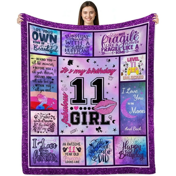 Gifts for 11 Year Old Girl Blanket, 11 Year Old Girl Gift Ideas, 11th Birthday Gifts for Girls, 11 Year Old Girl Gifts for Birthday, 11th Birthday Decorations for Girls Throw Blanket 50”x60”