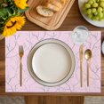 thumbnail image 4 of Pink Branches Placemats Set of 6, Vintage Art Farmhouse Placemats for Dining Table, Place Mats for Kitchen Tabletop, Waterproof Wipeable Dining Table Mats Set, 4 of 9