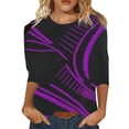 thumbnail image 1 of IROINID Deals Womens Plus Size Tops Spring Printed Mid-length Sleeves Round Neck Lounge Tee Tops,Purple, 1 of 8