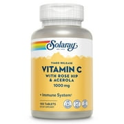 Solaray Vitamin C 1000 mg with Rose Hips & Acerola, Two-Stage Timed-Release, Long Lasting Immune Support