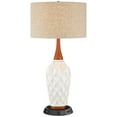 thumbnail image 2 of 360 Lighting Rocco Modern Mid Century Table Lamp 30" Tall White Ceramic with Dimmable USB and AC Power Outlet in Base Tan Drum for Living Room House, 2 of 7