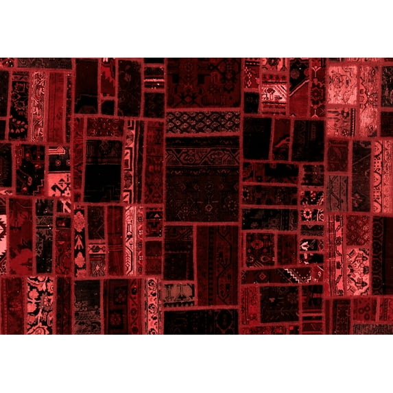 Ahgly Company Indoor Rectangle Patchwork Red Transitional Area Rugs, 2' x 3'
