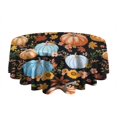 thumbnail image 5 of Fall Pumpkins Leaves and Flowers Pattern Round Tablecloth 60" X 60",Wrinkle Wipeable Table Cloth for Kitchen Dining Room Picnic Patio Party, 5 of 6