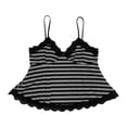 thumbnail image 4 of KDFJPTH Summer Tank Tops for Women Striped Lace Sleeveless V Neck Punk Spaghetti Strap Y2K Workout Cami Shirts Black L, 4 of 5