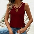 thumbnail image 6 of MESSUEN Sleeveless Tank Tops for Women Womens Loose Tank Tops Keyhole Neck Raglan Eyelets Cutout Tank Tops Strappy V Neck Going Out Tee Shirts Casual Tops Womens Tops Summer Red 3XL, 6 of 8
