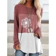 thumbnail image 3 of Suéter suelto de manga larga para mujer, cuello redondo, estampado informal, sudadera para niña, rojo oscuro, XXL Scienceny AP003825-17, 3 of 5