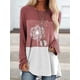 thumbnail image 3 of Camiseta de manga larga para mujer, suéter suelto, cuello redondo, estampado informal, sudadera para niña, rojo oscuro, 3XL Inevent AP003825-18, 3 of 5