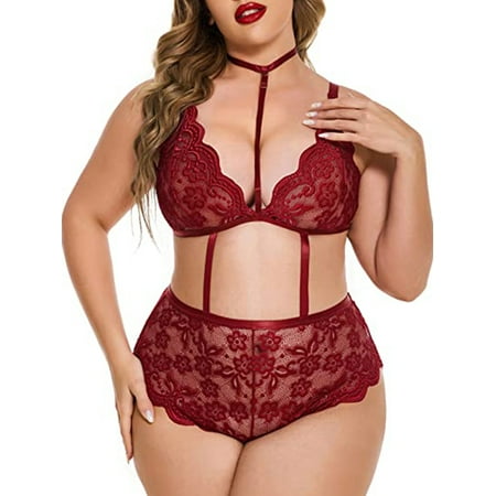 

JustVH Women Sexy Lingerie Sets Lace Halter Bralette Bra Sets