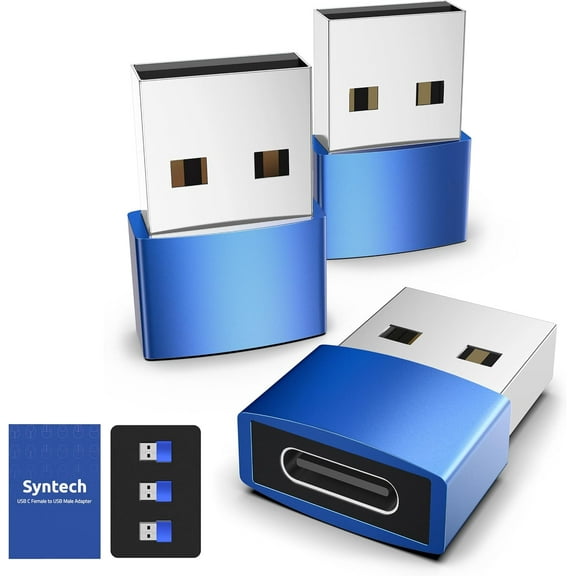 Syntech USB C Female to USB Male Adapter Pack of 3 [Travel Must Haves, Aluminum] USB C to USB Adapter, Type C Charger Cable Power Converter