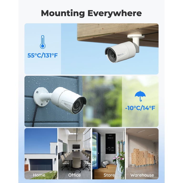 Reolink, 16CH PoE NVR System, 4TB, 8pcs 5MP Outdoor IP Camera