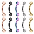 thumbnail image 1 of 10 piercings curvos de acero inoxidable 16L para ceja, oreja y ombligo 6mm, 1 of 3